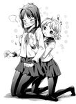  blush copyright_request flat_chest greyscale monochrome multiple_girls nagisa_honoka pantyhose school_uniform serafuku short_hair skirt smile uniform yuri 