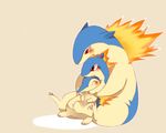  3_toes ambiguous_gender blue_fur blush cuddling cyndaquil eyes_closed feral fire fur group half-closed_eyes holding nintendo nude open_mouth plain_background pok&#233;mon quilava red_eyes sitting size_difference typhlosion video_games 