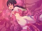  black_hair bottomless breast_grab breasts censored eyes_closed grabbing jilnel medium_breast penetration rape shirt tentacle torn_clothes vaginal 