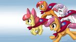  amber_eyes apple_bloom_(mlp) babs_seed_(mlp) bow cape cub cutie_mark_crusaders_(mlp) equine eyes_closed female feral freckles friendship_is_magic green_eyes group hair horn horse john_joseco mammal my_little_pony pegasus pink_hair pony purple_eyes running scootaloo_(mlp) sweetie_belle_(mlp) two_tone_hair unicorn wings young 