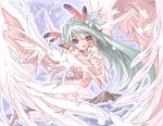  animal_ears bad_id bad_pixiv_id blush breasts copyright_request endou_chihiro feathers green_hair harpy large_breasts looking_at_viewer monster_girl smile solo 