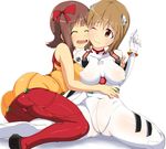  amami_haruka ass ayanami_rei ayanami_rei_(cosplay) bad_id bad_pixiv_id banned_artist bodysuit bow breasts brown_hair cosplay covered_nipples evangelion:_2.0_you_can_(not)_advance fay_(fay_axl) hagiwara_yukiho hair_bow hug idolmaster idolmaster_(classic) impossible_clothes long_hair medium_breasts multicolored multicolored_bodysuit multicolored_clothes multiple_girls neon_genesis_evangelion orange_bodysuit plugsuit puffy_nipples rebuild_of_evangelion red_bodysuit shikinami_asuka_langley shikinami_asuka_langley_(cosplay) simple_background skin_tight souryuu_asuka_langley test_plugsuit white_background white_bodysuit 