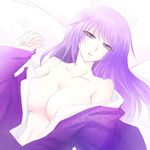  ao_(daisuki) bad_id bad_pixiv_id breasts cleavage japanese_clothes kimi_no_tame_nara_shineru_(manga) kimono large_breasts long_hair murasaki_shikibu open_mouth purple_eyes purple_hair solo 