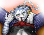  anthro boxer bulge clothed clothing feline first_person_view flit gay green_eyes half-dressed kergiby leopard looking_at_viewer male mammal muscles nipples panther pants pecs scar storm-tiger stripes teasing tiger topless underwear undressing yazoozaku zipper 