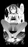  1girl akino_sora blush crotch_seam feet footjob gertrud_barkhorn greyscale hetero highres monochrome open_clothes panties panties_under_pantyhose pantyhose penis smile strike_witches sweat toes translation_request twintails underwear untied world_witches_series 