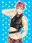  genderswap genderswap_(ftm) green_eyes jojo_no_kimyou_na_bouken male_focus midriff pink_hair solo sorainu_(tegaki) tegaki trish_una vento_aureo 