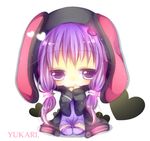  character_name chibi heart hood hoodie jitome kanataww purple_eyes purple_hair solo thighhighs vocaloid voiceroid white_background yuzuki_yukari 