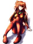  arm_support bad_id bad_pixiv_id bangs blue_eyes blush bodysuit breasts clenched_hand closed_mouth evangelion:_3.0_you_can_(not)_redo eyepatch hair_between_eyes head_tilt headgear kaima knees_together_feet_apart knees_up long_hair looking_at_viewer medium_breasts neon_genesis_evangelion no_gloves orange_hair pilot_suit plugsuit rebuild_of_evangelion shadow shikinami_asuka_langley simple_background solo souryuu_asuka_langley turtleneck two_side_up very_long_hair white_background 
