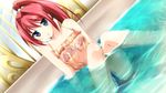  bath bra ensemble_(company) game_cg kimishima_ao ootori_rena otome_ga_tsumugu_koi_no_canvas ponytail red_hair see_through underwear water wet 