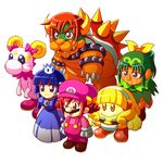  aoki_reika blonde_hair blue_hair bow bowser candy_(smile_precure!) cosplay crown facial_hair geno_(mario) gloves green_hair hairband hat hino_akane_(smile_precure!) horns hoshizora_miyuki kise_yayoi long_hair mallow_(mario) mario mario_(cosplay) mario_(series) midorikawa_nao multiple_girls mustache parody pink_bow pink_hair precure princess_peach princess_peach_(cosplay) red_hair ryokucha_katekin short_hair smile_precure! spikes super_mario_bros. super_mario_rpg white_hairband yoshi 