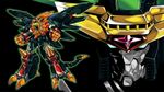  drill fangs genesic_gaogaigar jade-dice king_j-der long_hair mecha no_humans open_mouth orange_hair projected_inset super_robot tail wings yuusha_ou_gaogaigar yuusha_ou_gaogaigar_final yuusha_series 