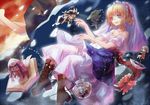  alice_margatroid bare_shoulders blonde_hair blue_eyes book boots bottle character_doll collarbone dress hairband hakurei_reimu ibuki_suika kawashiro_nitori kazami_yuuka kirisame_marisa open_book patchouli_knowledge smile solid_oval_eyes solo touhou umbrella veil wanmixia 