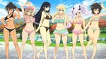  asuka bikini cleavage eyepatch haruka_(senran_kagura) homura ikaruga_(senran_kagura) senran_kagura swimsuit tan_lines torii_takashi underboob yagyuu_(senran_kagura) yomi 