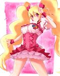  avy417 bad_id bad_pixiv_id blonde_hair bow breasts choker cure_peach dress earrings fresh_precure! hair_ornament hairpin heart heart_hair_ornament highres jewelry large_breasts long_hair magical_girl momozono_love pink_choker pink_eyes precure ribbon smile solo twintails very_long_hair wrist_cuffs 