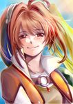  blonde_hair brown_eyes brown_hair closed_mouth eiyuu_densetsu estelle_bright face gradient_hair hair_intakes hanabi_(usagibakudan) jacket long_hair multicolored_hair smile solo sora_no_kiseki twintails 