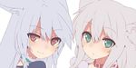  anceril_sacred animal_ears bad_id bad_twitter_id collar copyright_request green_eyes grey_hair mishima_kurone multiple_girls pixiv_fantasia pixiv_fantasia_5 red_eyes shirokami_project tierra_azur 