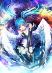  angel_wings bad_id bad_pixiv_id blue_eyes blue_hair bridal_gauntlets floating_hair hatsune_miku hatsune_miku_(append) long_hair lulu_season revision solo thighhighs twintails vocaloid vocaloid_append wings 