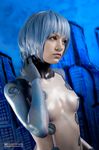  ayanami_rei blue_hair body_paint bodypaint breasts cosplay female highres neon_genesis_evangelion nipples nude photo 