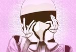  gloves hands_on_own_cheeks hands_on_own_face helmet hvn male_focus morse_code parody racing_suit solo the_stig top_gear translation_request yandere_trance 