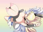  1girl animated animated_gif astraea blush breast_sucking breasts large_breasts long_nipples nipples nokko_otsu sora_no_otoshimono super_squeezer 