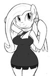  anthro anthrofied black_and_white cleavage clothed clothing dress equine female fluttershy_(mlp) friendship_is_magic hair horse long_hair looking_up mammal microphone monochrome my_little_pony pegasus plain_background pony scarf sketch smile solo tg-0 white_background wide_hips wings 