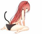 animal_ears barefoot bikini catgirl la-na long_hair original red_hair swimsuit tail white 