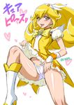  :p artist_name blonde_hair blush boots bow cure_peace dress dress_lift hair_flaps joy_ride kise_yayoi lace lace_panties leg_up long_hair magical_girl open_mouth panties ponytail precure skirt smile smile_precure! solo tiara tongue tongue_out translated underwear yellow yellow_bow yellow_eyes yellow_skirt 