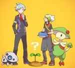 2boys age_difference aron breloom hat height_difference male male_focus multiple_boys pokemon tsuwabuki_daigo yuuki_(pokemon) 