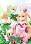  blonde_hair bow cardfight!!_vanguard clover dress fairy flower four-leaf_clover four-leaved_fairy four_leaf_fairy frills green_hair hair_ornament hair_ornaments legwear maiden_of_rainbow_wood midriff minazoi_kuina neo_nectar pink_dress pink_eyes pointy_ears shoes shorts shorts, stockings thighhighs wings yellow_eyes 