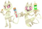  blunt_teeth cat claws feline female hodori holding_with_tail jake_the_dog mammal me-mow memow needle pink_eyes vial 
