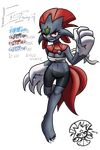  anthro breasts cleavage clothed clothing elgiza english_text female grin looking_at_viewer nintendo pok&#233;mon pok&#233;morph pok&eacute;mon red_eyes smile sneasel teckworks teeth text tight_clothing video_games weavile 