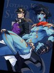  black_hair fingerless_gloves gakuran gloves hat jojo_no_kimyou_na_bouken kuujou_joutarou long_coat multiple_boys school_uniform stand_(jojo) star_platinum stardust_crusaders ttk_(ehohmaki) 