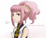  anya_alstreim bare_shoulders code_geass hairband kenji_t1710 knights_of_the_round_uniform pink_hair red_eyes sigh solo twintails 