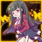  bad_id bad_pixiv_id black_hair koike_amuko leotard long_hair lucifer necktie pink_neckwear solo stakes_of_purgatory umineko_no_naku_koro_ni 