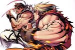  absurdres battle duel edaki_shin'ya headband highres ken_masters male_focus multiple_boys muscle ryuu_(street_fighter) street_fighter 