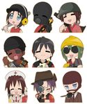  :3 =_= aiming_at_viewer alcohol balisong bandaged_hands bandages bandolier baseball_bat black_hair blazer blue_eyes bottle brown_hair character_request chibi closed_eyes cosplay cowboy_hat dark_skin everyone explosive eyepatch fire food formal gas_mask gas_tank glasses gloves goggles green_hair grenade gun hardhat hat headset helmet holding holding_baseball_bat holding_bottle holding_food holding_gun holding_knife holding_syringe holding_weapon jacket jewelry knife lucky_star mask multiple_girls necklace necktie nurse nurse_cap open_mouth overalls parody pencil-chan purple_hair red_cross red_gloves red_neckwear rifle rocket_launcher rpg sandvich sandwich sniper_rifle suit sunglasses syringe team_fortress_2 the_demoman the_demoman_(cosplay) the_engineer the_engineer_(cosplay) the_heavy the_heavy_(cosplay) the_medic the_medic_(cosplay) the_pyro the_pyro_(cosplay) the_scout the_scout_(cosplay) the_sniper the_sniper_(cosplay) the_soldier the_soldier_(cosplay) the_spy the_spy_(cosplay) vest weapon wrench 