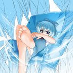  bad_id bad_pixiv_id blue_hair cirno kusumo_(kungsu2) ribbon short_hair sitting solo throne touhou wings 