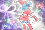  christmas kawashiro_nitori korona santa_costume solo thighhighs touhou translated two_side_up 