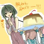  ahoge food green_eyes green_hair lowres mahou_sensei_negima! multiple_girls nagase_kaede narutaki_fumika narutaki_fuuka ninja oekaki pudding translated twintails 