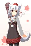  animal_ears bad_id bad_pixiv_id contemporary hat inubashiri_momiji nejime red_eyes short_hair solo tail tokin_hat touhou white_hair wolf_ears wolf_tail 