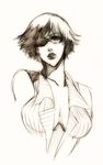  artist_request breasts breasts_apart brown devil_may_cry devil_may_cry_4 huge_breasts lady_(devil_may_cry) lips lipstick makeup monochrome sketch solo 