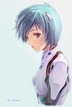  ayanami_rei blue_hair bodysuit neon_genesis_evangelion plugsuit red_eyes short_hair solo white_bodysuit yoko_juusuke 