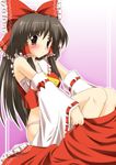  bangs detached_sleeves gonzaburo hakurei_reimu highres ribbon solo touhou 