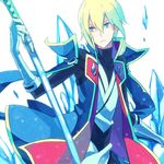  blazblue blonde_hair blue_eyes gloves jin_kisaragi lowres male_focus sk_(ryolove) solo sword uniform weapon yukianesa 