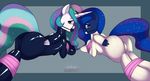  anthrofied ball_gag bdsm bound butt camel_toe duo equine female friendship_is_magic gag horse kloudmutt looking_at_viewer looking_back lying mammal my_little_pony on_front pony princess princess_celestia_(mlp) princess_luna_(mlp) royalty rubber 