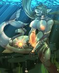  android anthro bea bea_(seisuke) big_breasts breasts cursedmarked dickgirl fish hair huge_breasts intersex knot marine navel nipples nude penis seisuke shark underwater water 