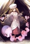  blonde_hair cape cattleya_(pokemon) elite_four gen_5_pokemon green_eyes hat heart highres holding holding_poke_ball lips long_hair musharna nunu_d one_eye_closed poke_ball pokemon pokemon_(creature) pokemon_(game) pokemon_bw smile solo standing 