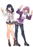  heels open_shirt pantyhose seifuku shinjou_akane ssss.gridman sweater tagme takarada_rikka 