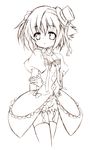  alice_parade highres jun_(noiji_guren_0220) lineart monochrome odoodo_funny short_hair solo thighhighs 