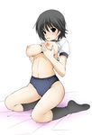  1girl blush breasts cameltoe character_request leg_wear short_hair yajima_index 